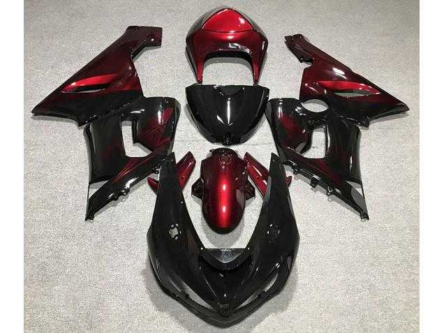 Glänzend Schwarz & Rot 2005-2006 ZX6R Motorrad Verkleidungen