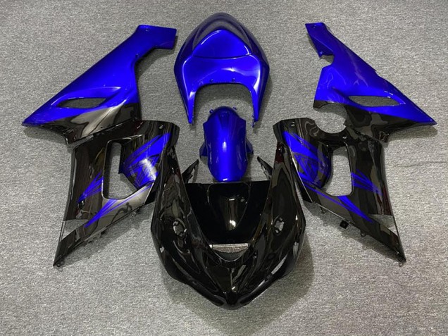 Glänzendes Schwarz & Blau 2005-2006 ZX6R Motorrad Verkleidungen