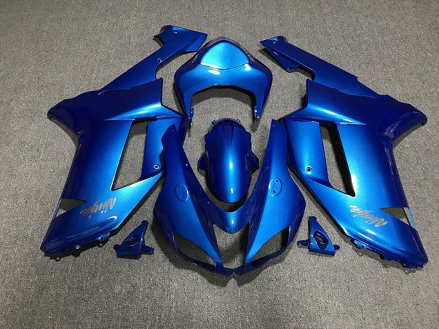 Logos In Glänzendem Blau & Chrom 2007-2008 ZX6R Motorrad Verkleidungen