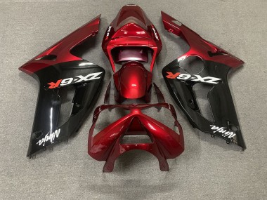 Rot Glänzend & Schwarz 2003-2004 ZX6R Motorrad Verkleidungen