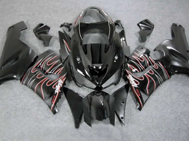 Rot Schwarz Flamme 2005-2006 ZX6R Motorrad Verkleidungen