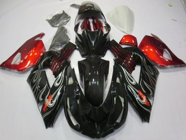 Schwarz Flamme Rot 2006-2011 ZX14R Motorrad Verkleidungen